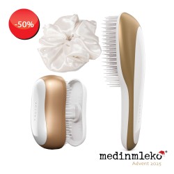 2. ADVENTNI TEDEN -  Cactus brush Barbora in Bleo Gold krtači s turmalinskim nanosom in medinmleko svilena elastika za lase - široka