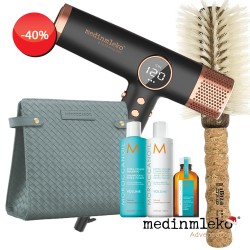 4. ADVENTNI TEDEN -  mDryer Shine paket - profesionalni sušilec, Ibiza hair blond krtača, Morocanoil Holiday Set 2025 Volume