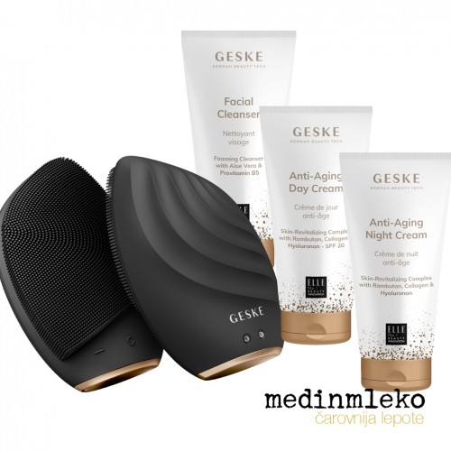 Paket Geske - Sonic facial brush 5 v 1 - Grey, Facial cleanser, Anti-aging day cream, Anti-aging night cream Paket Geske - Sonic facial brush 5 v 1 - Grey, Facial cleanser, Anti-aging day cream, Anti-aging night cream