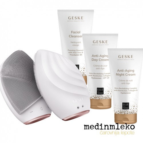 Paket Geske - Sonic facial brush 5 v 1 - Starlight, Facial cleanser, Anti-aging day cream, Anti-aging night cream