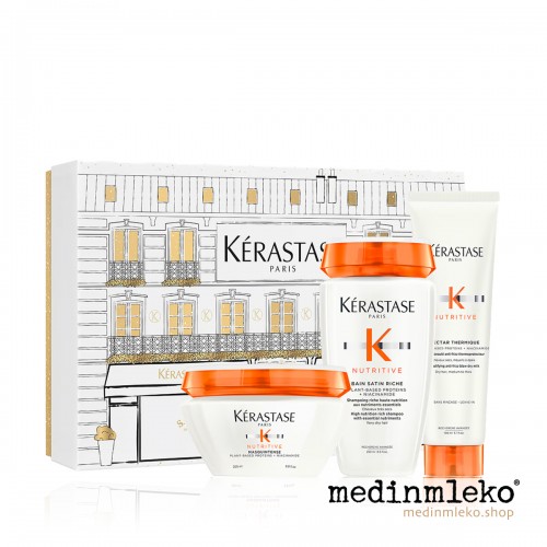 Kérastase - Paket Nutritive Rich kopel, Masqueintense maska in Nectar Thermique krema za zelo suhe lase Kérastase - Paket Nutritive Rich kopel, Masqueintense maska in Nectar Thermique krema za zelo suhe lase