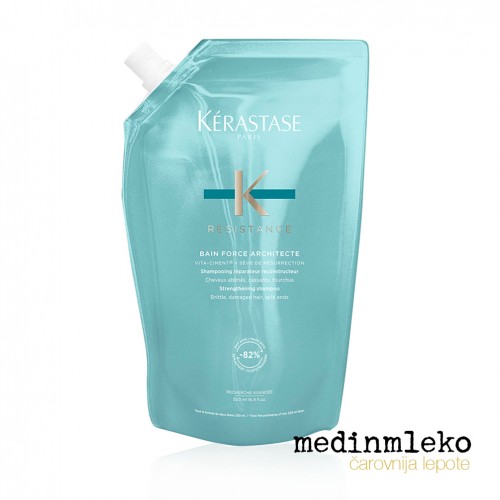 Kérastase - Resistance Bain Force Architecte kopel za zelo poškodovane in oslabljene lase - nadomestno polnilo 500ml Kérastase - Resistance Bain Force Architecte kopel za zelo poškodovane in oslabljene lase - nadomestno polnilo 500ml