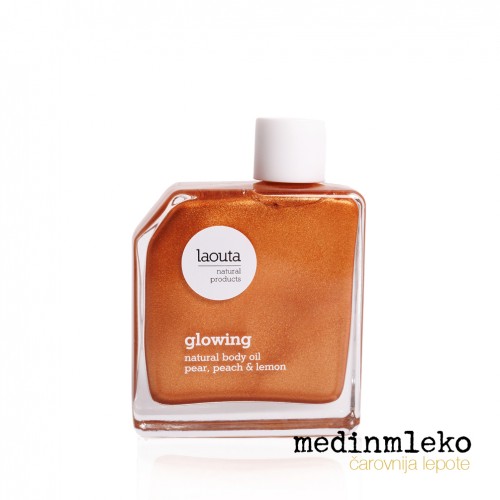 Laouta - Glowing Body Oil peach, pear & lemon 100ml - Svetleče negovalno olje za telo z vonjem breskve, hruške in limone  Laouta - Glowing Body Oil peach, pear & lemon 100ml - Svetleče negovalno olje za telo z vonjem breskve, hruške in limone