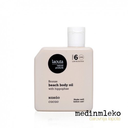 Laouta - Beach Body Oil Cocoa 50ml – Sijoče olje za telo s kakavom in rakitovcem SPF 6 Laouta - Beach Body Oil Cocoa 50ml – Sijoče olje za telo s kakavom in rakitovcem SPF 6