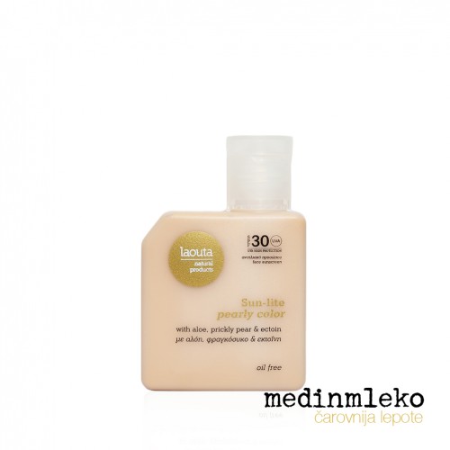Laouta - Sun Lite Pearly Color 50ml – Obarvano zaščitno sončno mleko za obraz SPF 30 za lahko prekrivnost in biserni sijaj Laouta - Sun Lite Pearly Color 50ml – Obarvano zaščitno sončno mleko za obraz SPF 30 za lahko prekrivnost in biserni sijaj