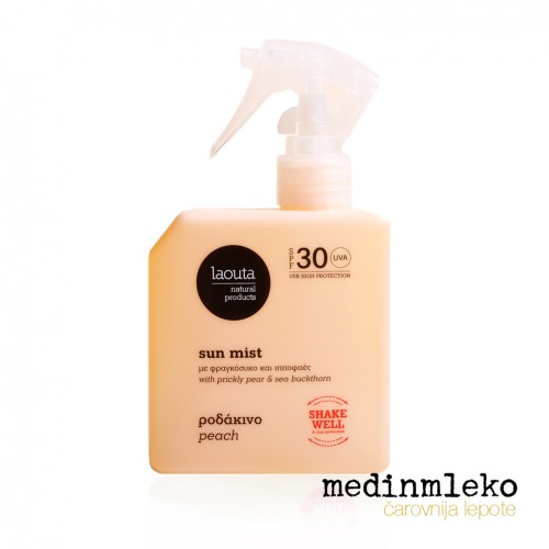 Laouta - Sun Mist Peach 200ml – Zaščitna meglica SPF 30 z vonjem breskve Laouta - Sun Mist Peach 200ml – Zaščitna meglica SPF 30 z vonjem breskve